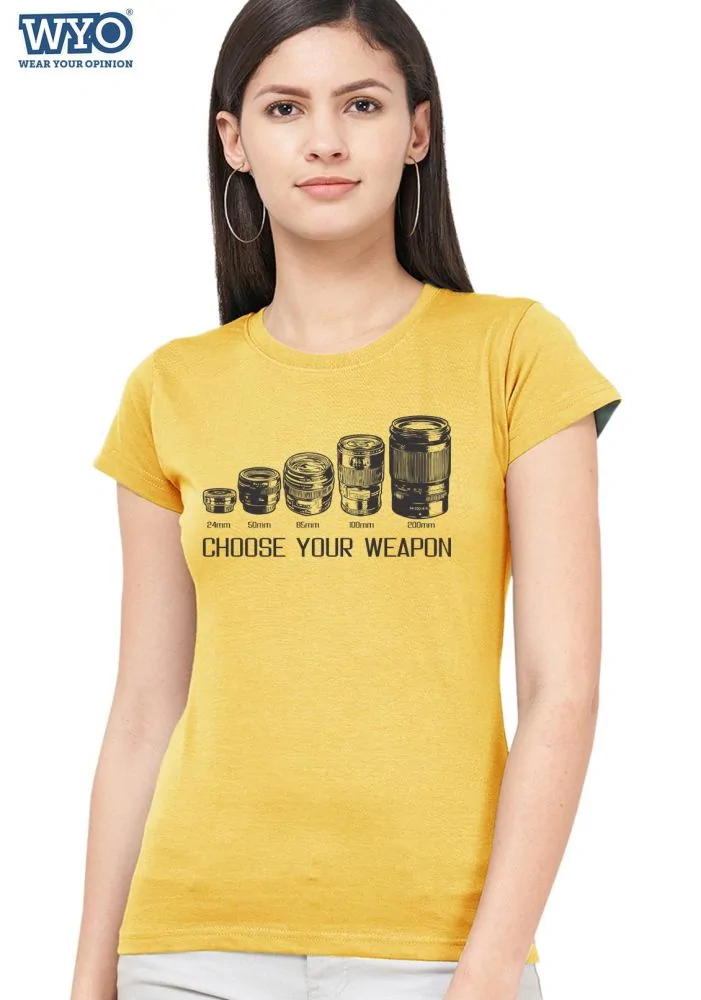 choose-your-weapon-yellow-womens-t-shirt